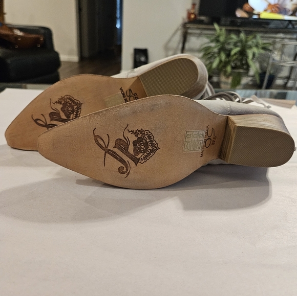 Free People Western Boots Woman  Lawless Bone/Sand Suede Leather Fringe New Sz 7 - Picture 7 of 17